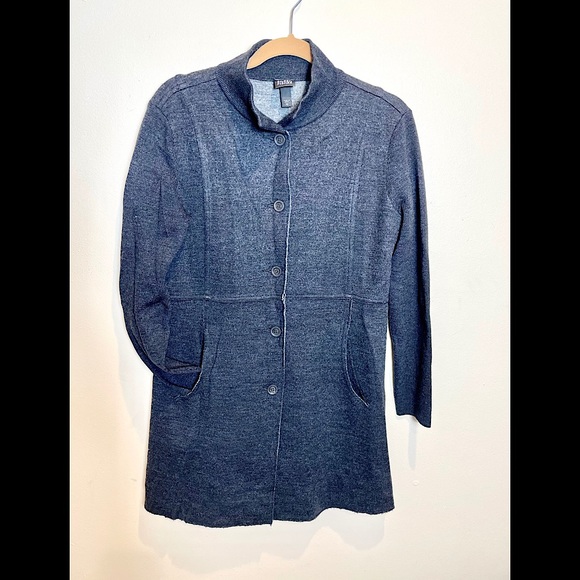 Eileen Fisher Coat merino wool Charcoal Grey - Picture 2 of 8